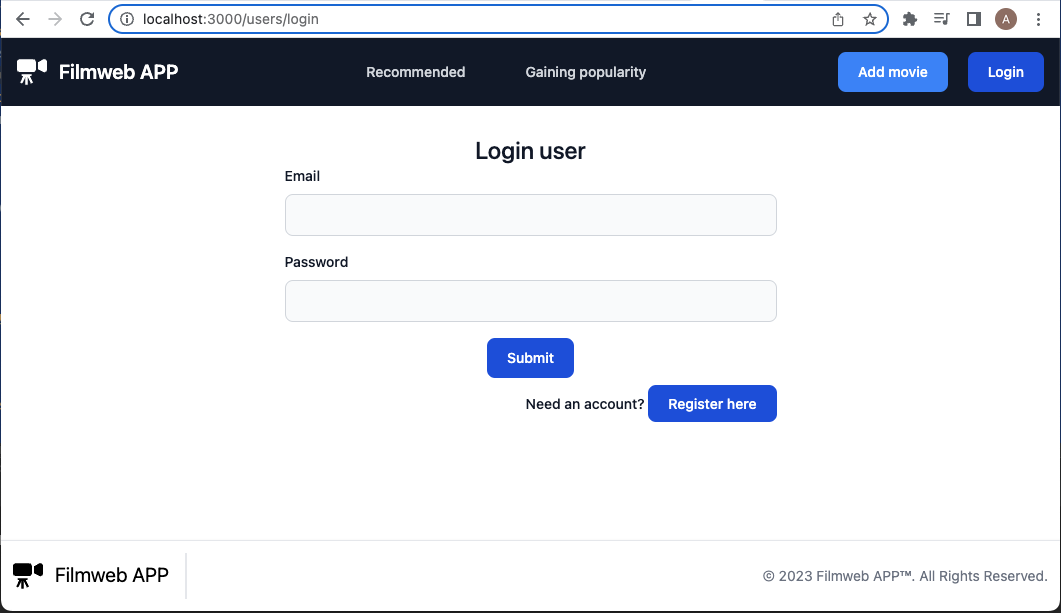 Login page next.js